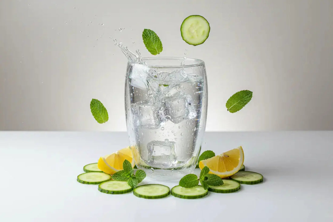Glass of water with ice showing hydration