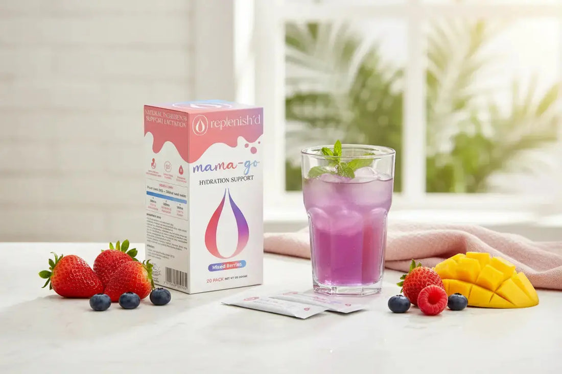 Mama-go electrolyte drink and packaging  for pregnancy and breastfeeding